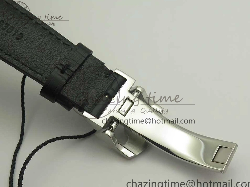 MIROTIME 0714 Popular Portuguese Flying Tourbillon SS Gray Dial 2 Sub Dials on Black Leather Strap 7159
